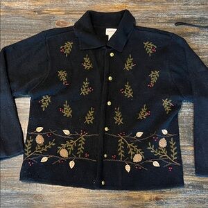 Vintage Crystal-Kobe Black Knit Cardigan